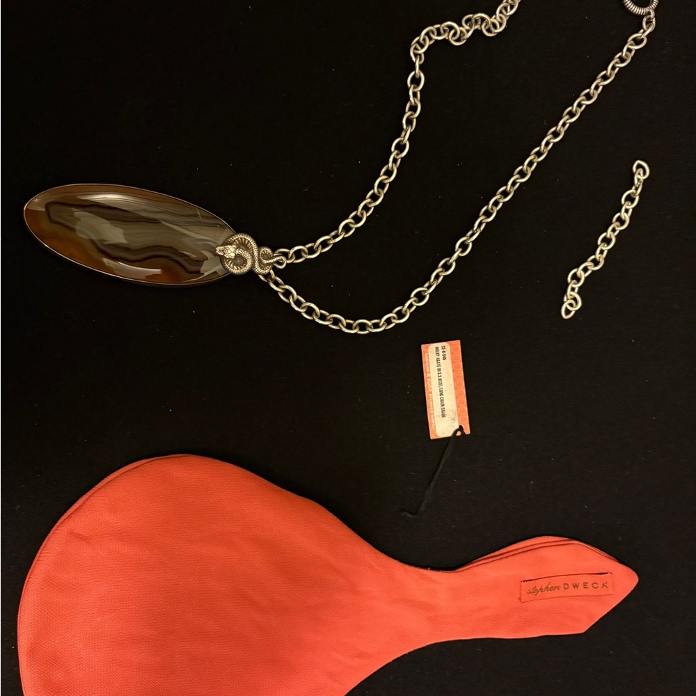 Stephen Dweck Milky Agate Necklace with Silver Chain